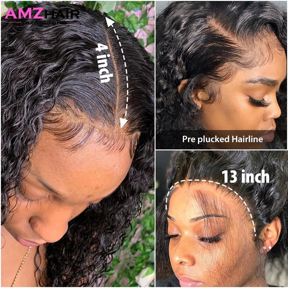 30 Inch Brazilian Deep Wave Lace Frontal Wig 13x4 Lace Front Human Hair Wigs Water Curly Human Hair Wig for Women Pre Plucked