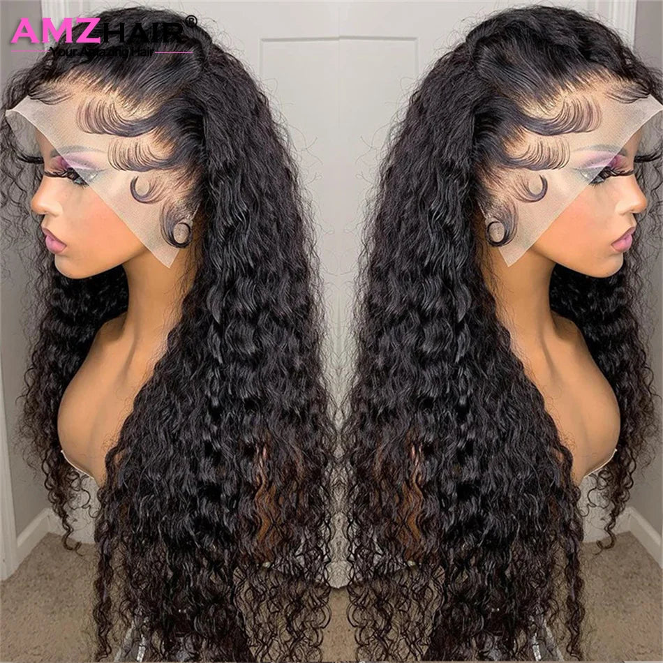 30 Inch Brazilian Deep Wave Lace Frontal Wig 13x4 Lace Front Human Hair Wigs Water Curly Human Hair Wig for Women Pre Plucked