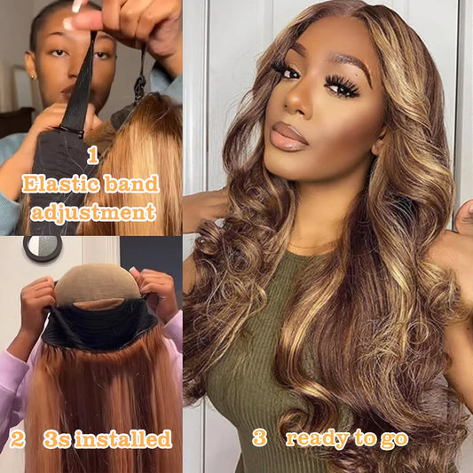 Wear Go Wig Body Wave Highlight Wig Human Hair For Women 6x4 Hd Lace Frontal 180% Glueless Wig Human Hair Ready To Wear On Sale