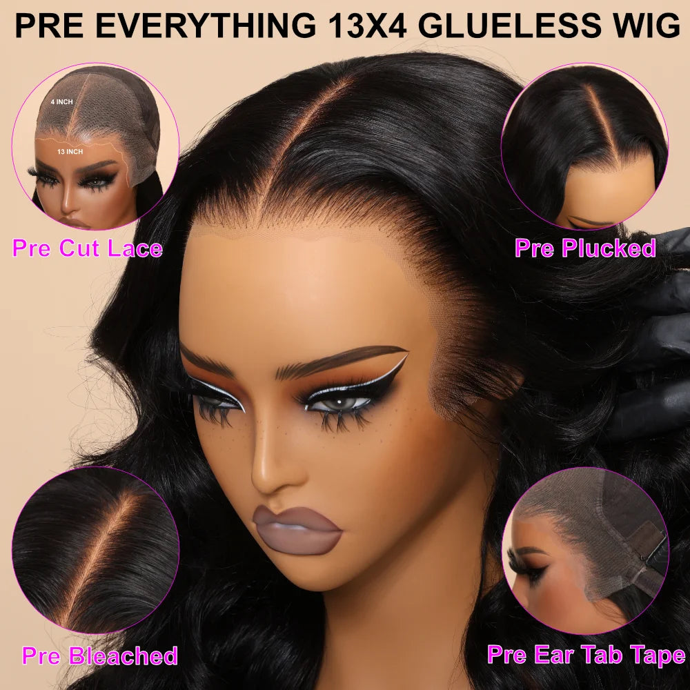 UNice Hair 13x4 13x6 Lace Frontal Wig Pre Cut Pre Bleached Pre Plucked Body Wave Human Hair Lace Wig Ready To Wear 150% Density