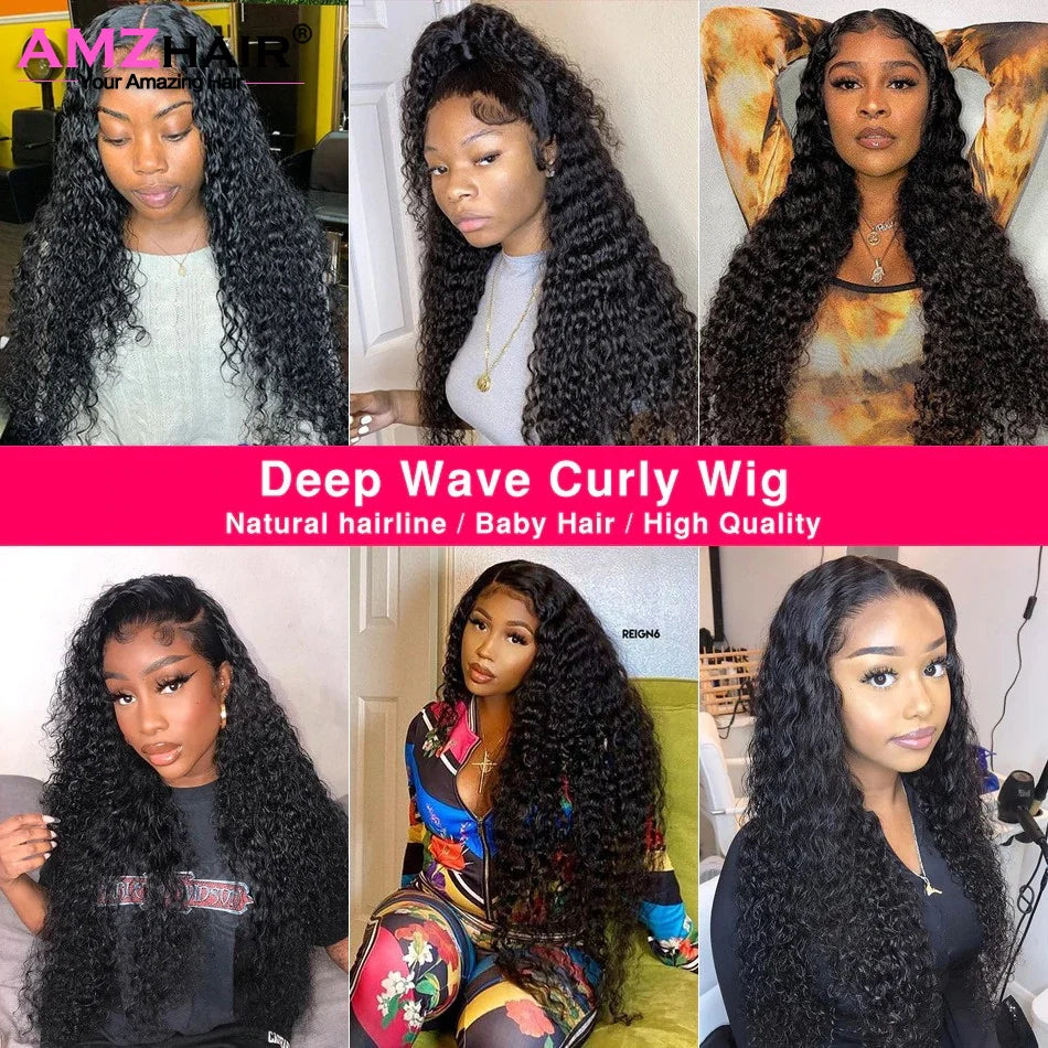 30 Inch Brazilian Deep Wave Lace Frontal Wig 13x4 Lace Front Human Hair Wigs Water Curly Human Hair Wig for Women Pre Plucked