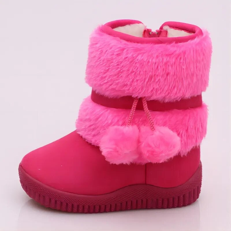 New Girls Snow Boots Winter Comfortable Thick Warm Kids Boots Lobbing Ball Thick Children Autumn Cute Boys Boots Princess Shoes