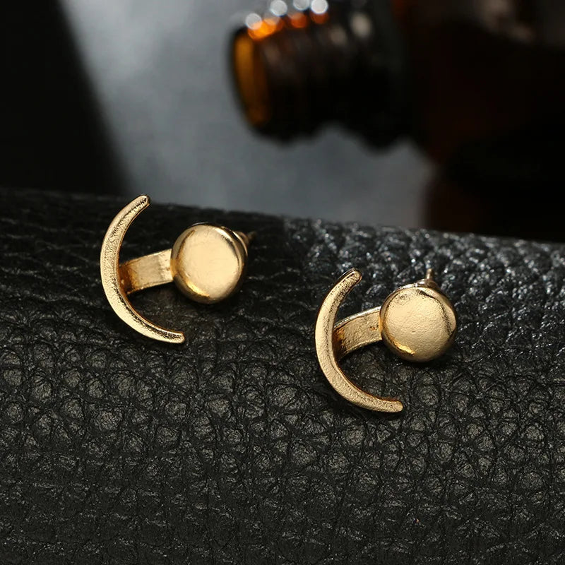 Fashion Geometric Round Alloy Moon Earrings for Women Simple Jewelry Accessories Stud Earrings Fall Earrings 2023 Fall Winter