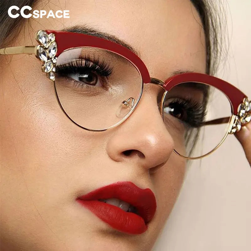 45120 GORGEOUS Ladies Cat Eye Shiny Rhinestones Glasses Frames For Women Eyewear Optical EyeGlasses