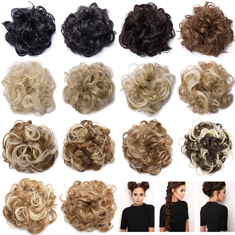 HAIRRO Synthetic Chignon Messy Scrunchies Elastic Band Hair Bun Straight Updo Hairpiece High Temperture Fiber Natural Fake Hair