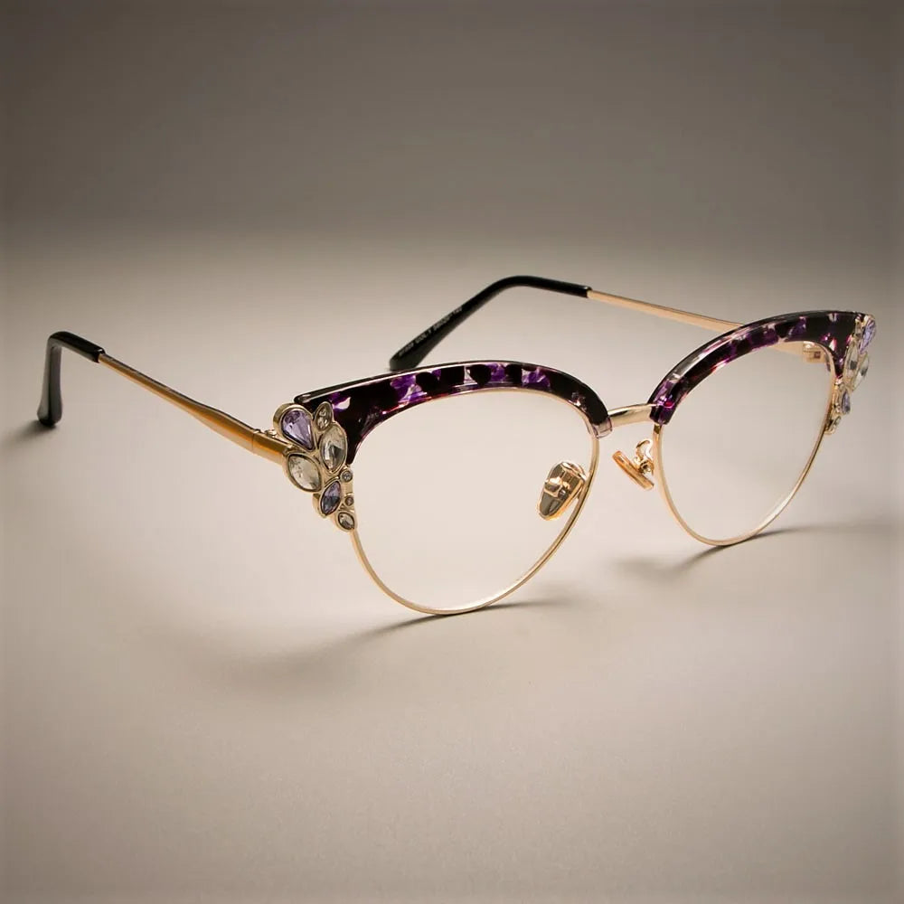 45120 GORGEOUS Ladies Cat Eye Shiny Rhinestones Glasses Frames For Women Eyewear Optical EyeGlasses