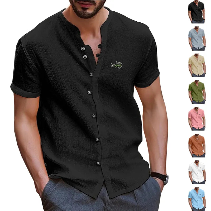 High Quality Men's Spring/Summer New Short Sleeve Cotton Linen Shirts Business Casual Loose Fitting T-shirt Shirts Top S-2XL