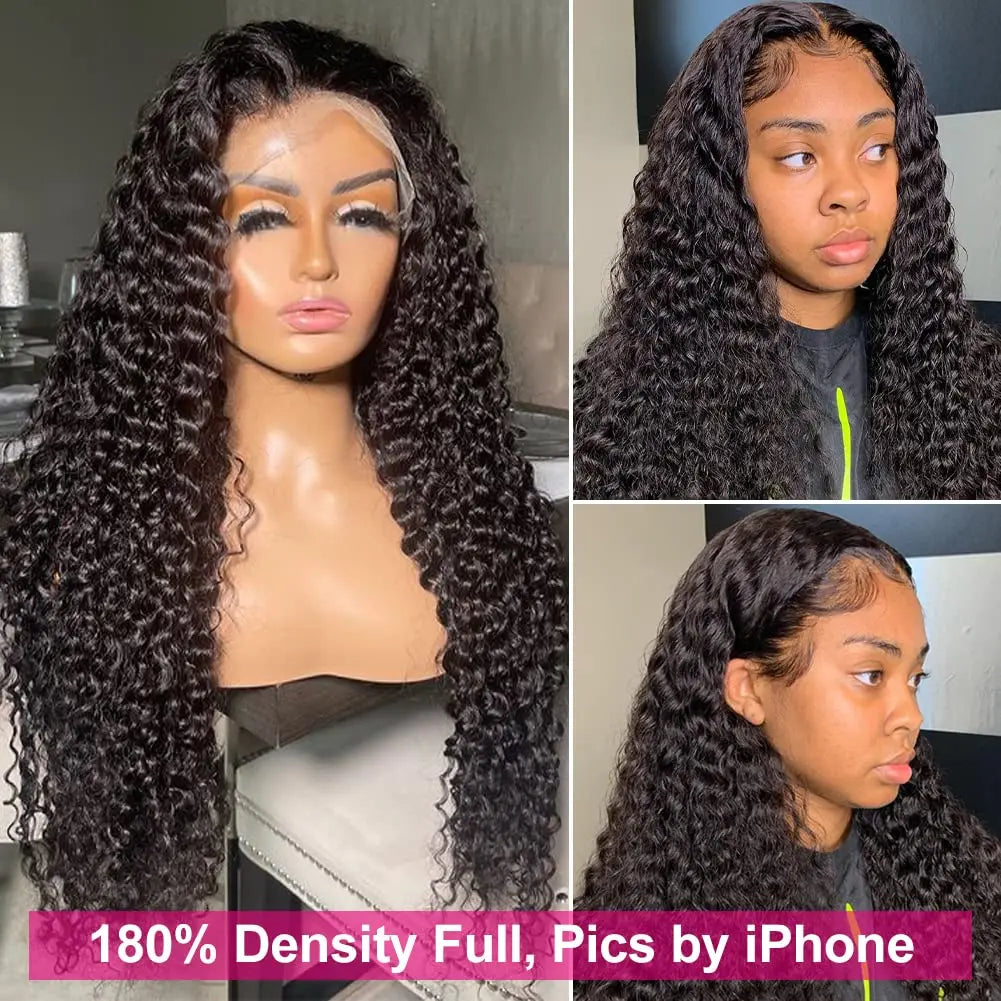 SVT 30 Inch Deep Wave Lace Front Wig Indian Glueless Deep Wave Frontal Wig Wet And Wavy Curly Human Hair Wigs For Black Women