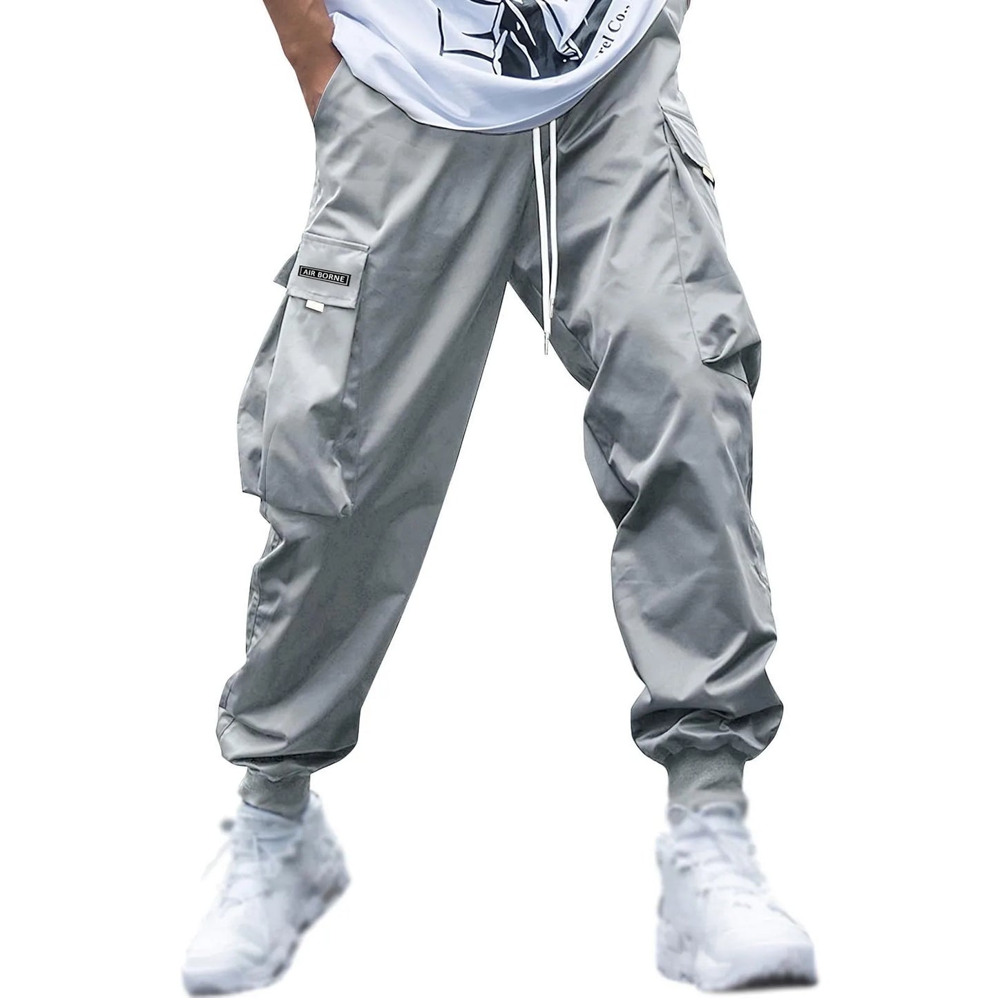 New Men's Casual Jogging Cargo Pants Solid Drawstring Sports Pants WIth Pockets Men Trousers Streetwear Hip-Hop Halen Pants