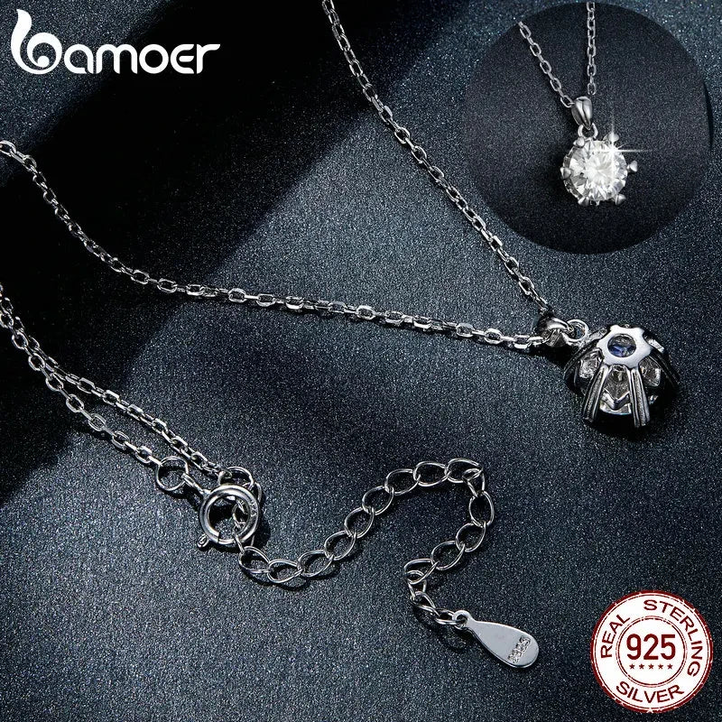 Bamoer 1 Carat Moissanite Pendant Necklace For Women High Quality 925 Sterling Silver Wedding Party Bridal Fine Jewelry 3 Colors