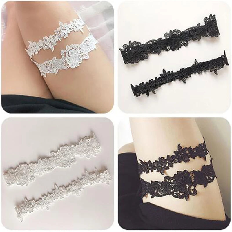 Sexy Fashion Lingerie Wedding Garter Belt Bride Cosplay Party Accessories Bowknot Flower Lace Elastic Leg Ring Bridal Leg Garter