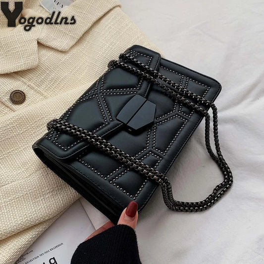 Rivet Chain Small Crossbody Bags For Women 2022 Shoulder Messenger Bag Lady Luxury Handbags