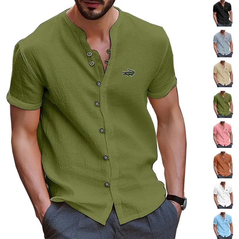 High Quality Men's Spring/Summer New Short Sleeve Cotton Linen Shirts Business Casual Loose Fitting T-shirt Shirts Top S-2XL