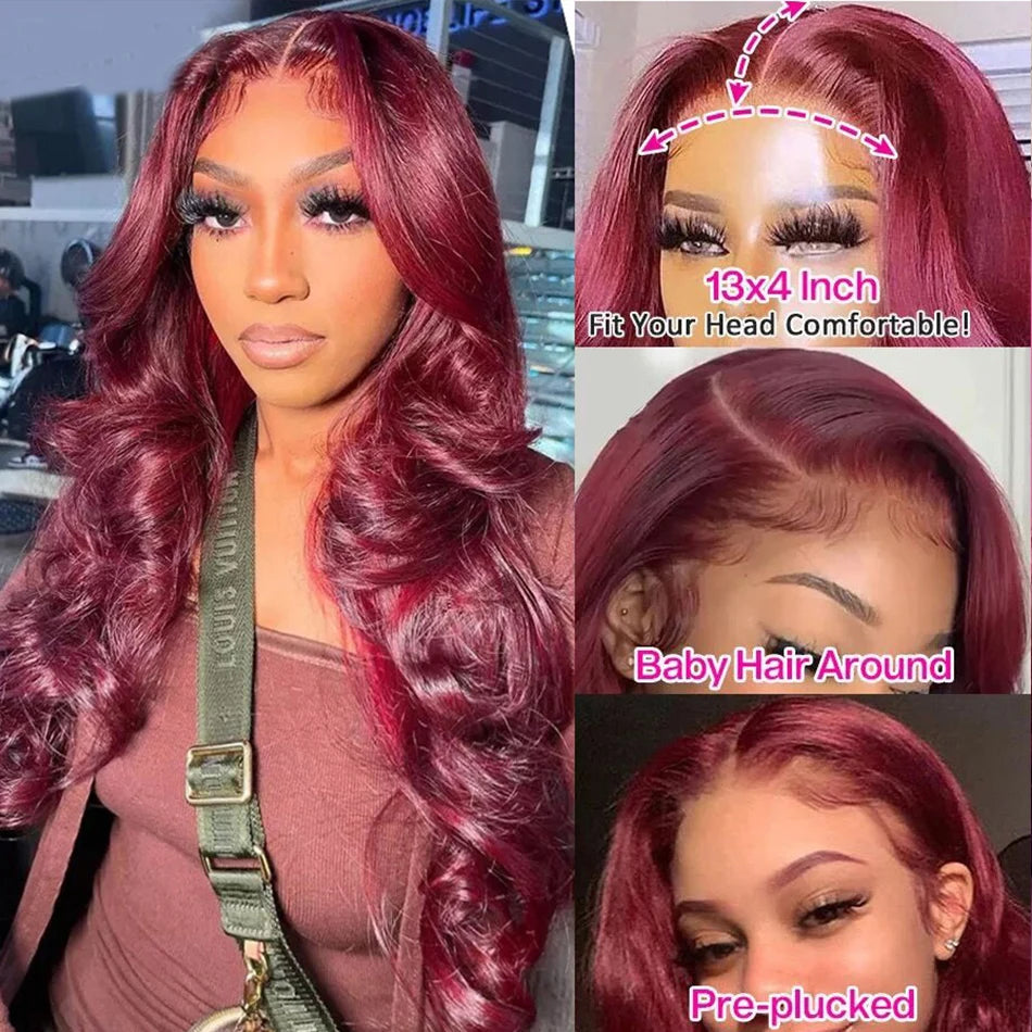 Burgundy 99j Body Wave Lace Front Wig Red HD Lace Frontal Wigs For Women 100% Brazilian Glueless Wigs Human Hair On Promotion