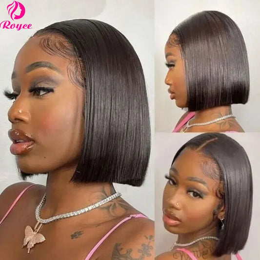 200 Density Bone Straight Short Bob Wig Lace Front Human Hair Wigs For Women 13x4 Transparent Lace Front Wigs 4x4 Remy Bob Wig