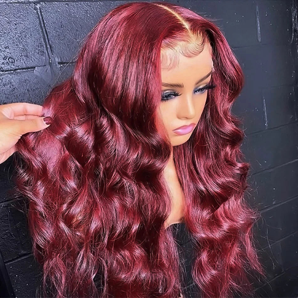 Burgundy 99j Body Wave Lace Front Wig Red HD Lace Frontal Wigs For Women 100% Brazilian Glueless Wigs Human Hair On Promotion