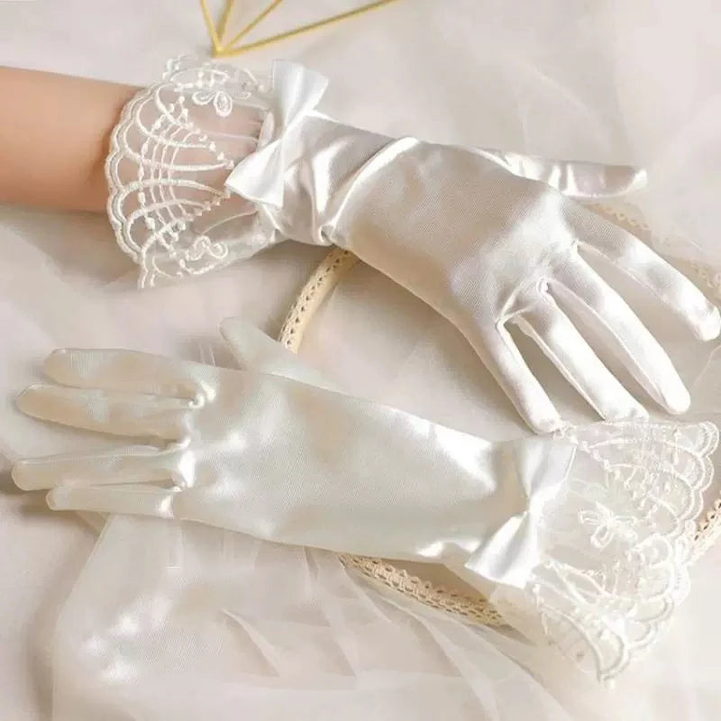 Bridal pearl retro wedding gloves versatile wedding dress party accessories aesthetical mesh short photo accessories