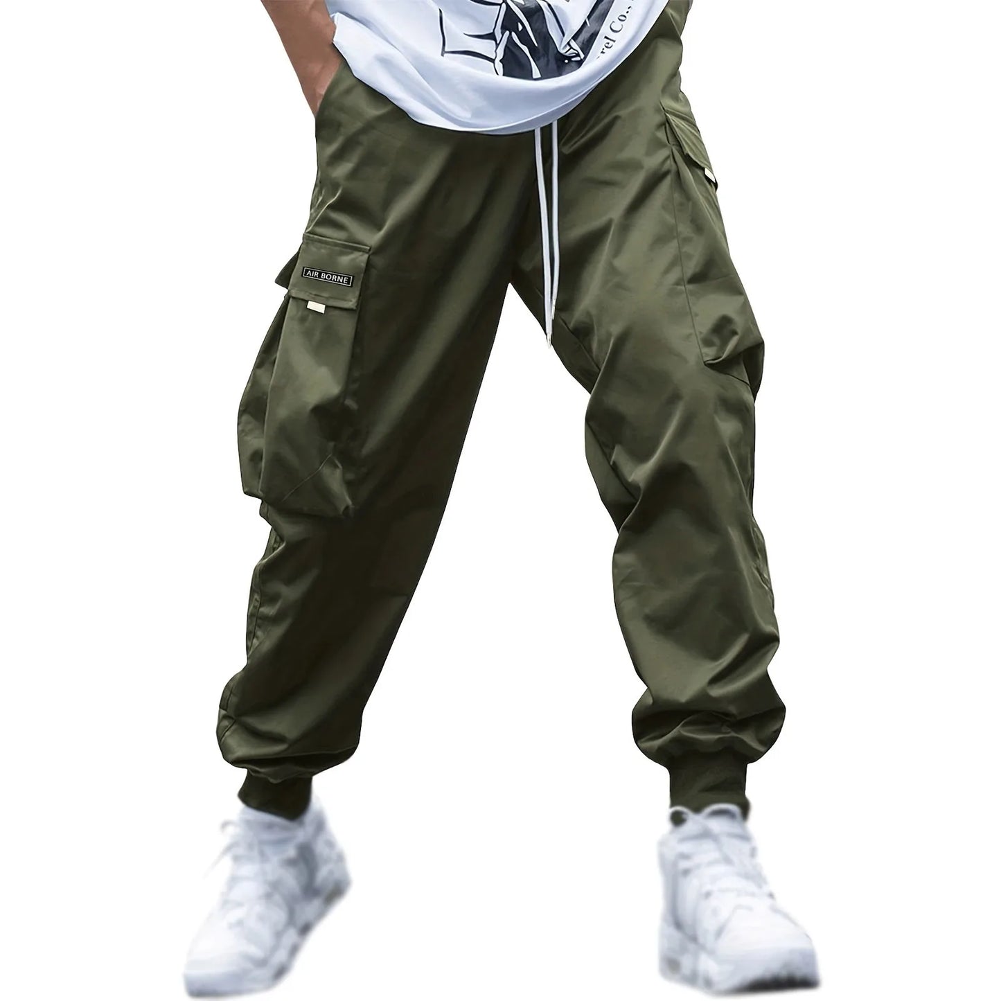 New Men's Casual Jogging Cargo Pants Solid Drawstring Sports Pants WIth Pockets Men Trousers Streetwear Hip-Hop Halen Pants