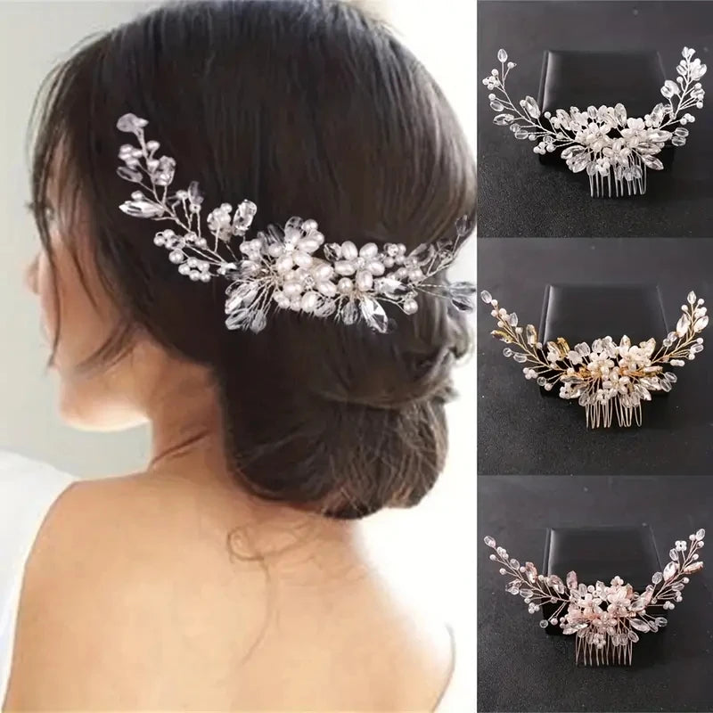 Wedding Pearl Comb Hair Comb For Bride Handmade Women Hair Accessories Headpiece Head Jewelry