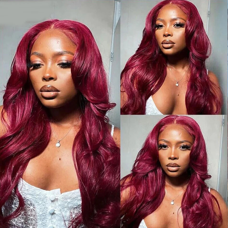 Burgundy 99j Body Wave Lace Front Wig Red HD Lace Frontal Wigs For Women 100% Brazilian Glueless Wigs Human Hair On Promotion