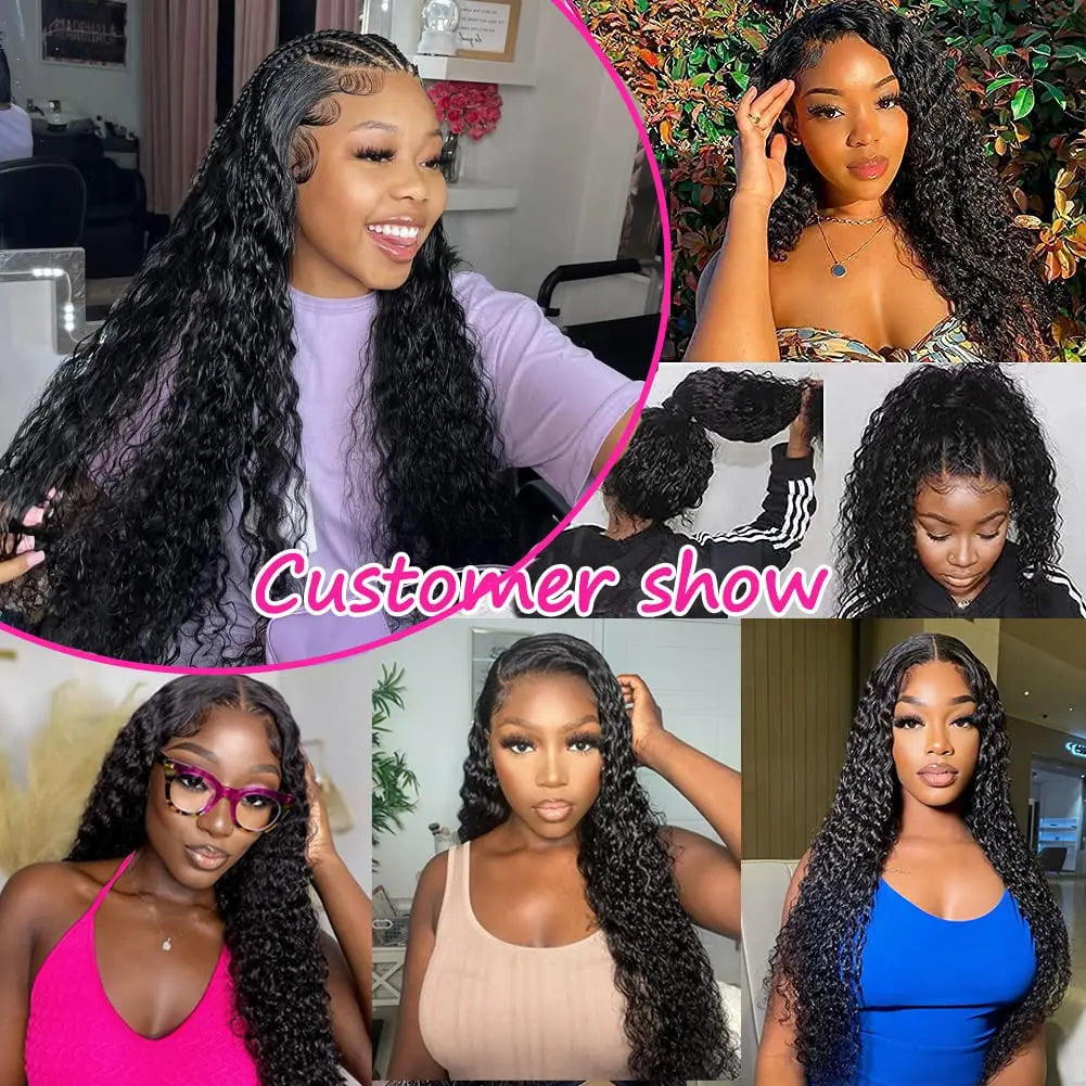 360 Full Front Wig Deep Curly Lace Front Human Hair Wig 13x4 HD Lace Frontal Wigs Brazilian Deep Wave Lace Wig 4X4 Glueless Wigs